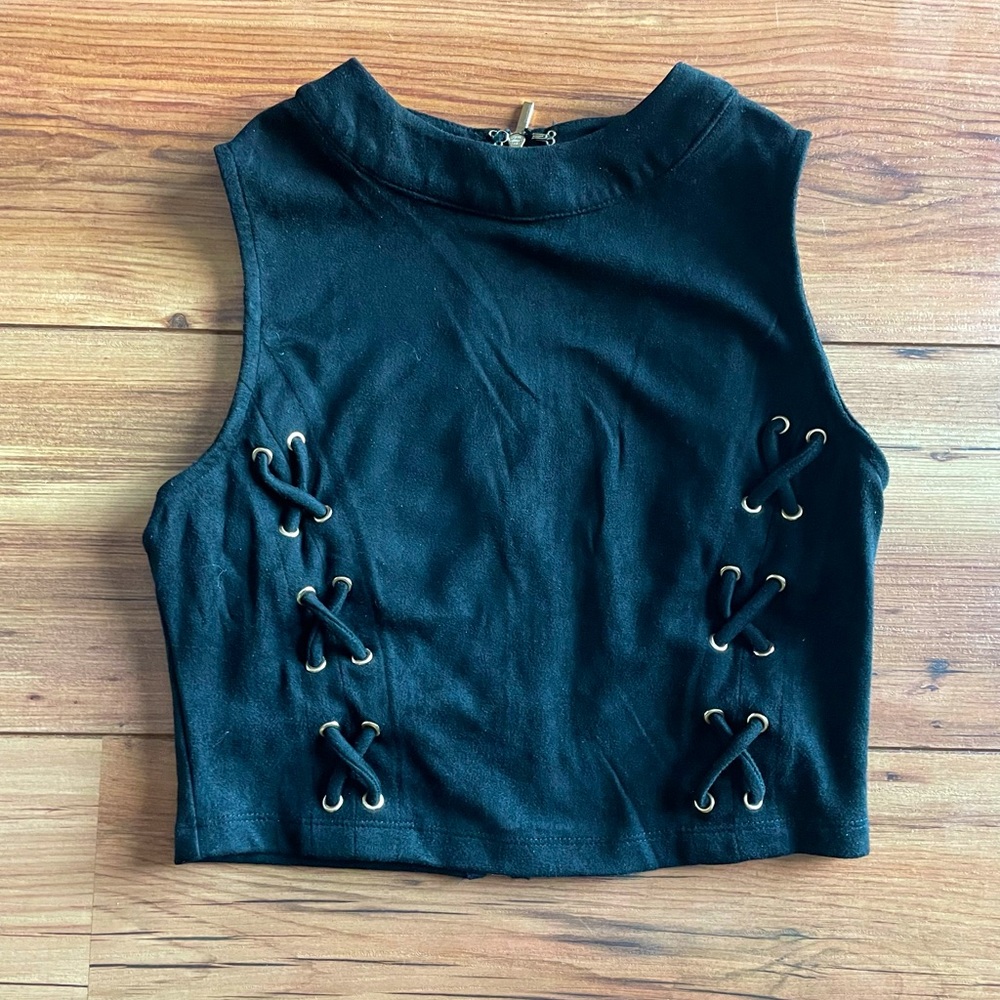 Bebe Faux Suede Crop Top